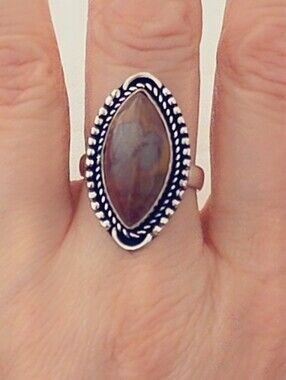 Adjustable Gemstone Statement Ring Overlay Sterling Silver Plated